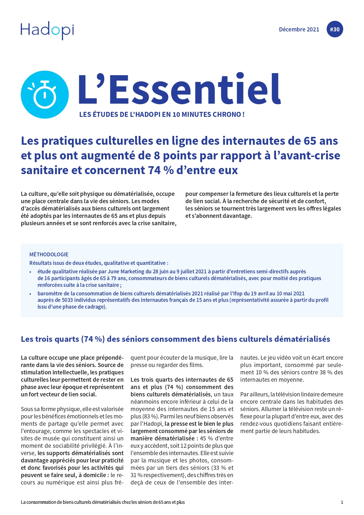 Une de couverture de l'Essentiel n°30