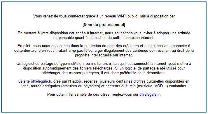 Message de sensibilisation